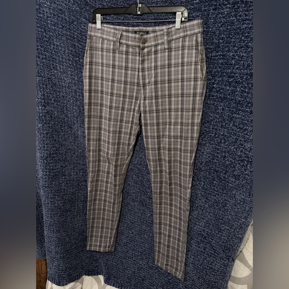 Elwood Pants Mens 33 x 32 Gray Plaid Slim Straight Golf Chino Preppy Academia - Picture 10 of 11